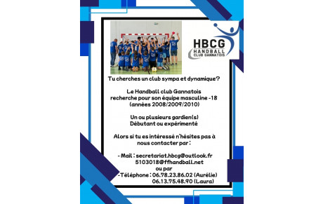 Recherche joueur -18 Masculin Gardien 