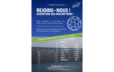 INSCRIPTIONS SAISON 2026/2027